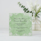 Elegant Spring Green White Floral Damask Post Wedd Kaart (Staand voorkant)