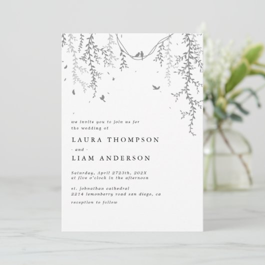 Elegant Spring greenery and bird Kaart (Staand voorkant)