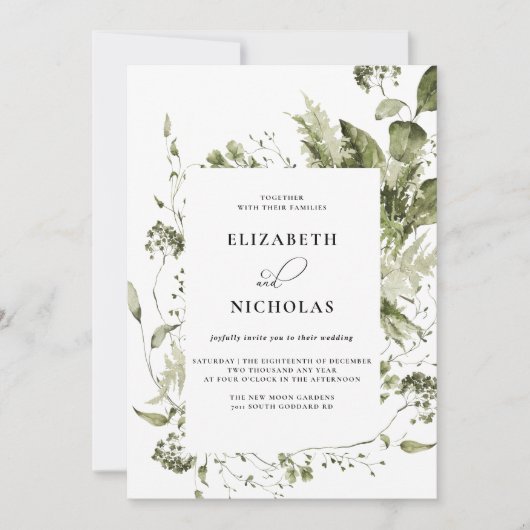 Elegant Spring Greenery | Weddenschap Kaart (Voorkant)