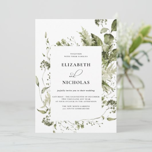 Elegant Spring Greenery | Weddenschap Kaart (Staand voorkant)