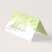 elegant spring groene bladeren monogram kaart (Voorkant)