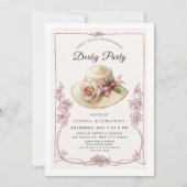 Elegant Spring Hat Garden Party Invitation Kaart (Voorkant)