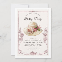 Elegant Spring Hat Garden Party Invitation Kaart