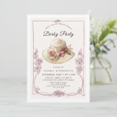Elegant Spring Hat Garden Party Invitation Kaart (Staand voorkant)