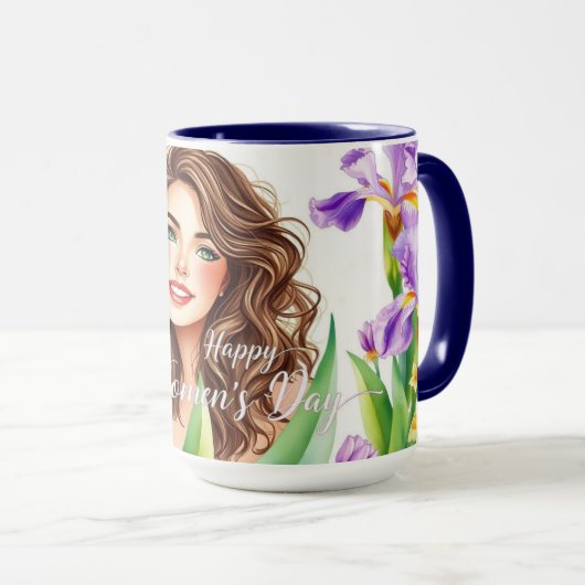 Elegant Spring Iris Floral IWD Gift Mok (Voorkant rechts)