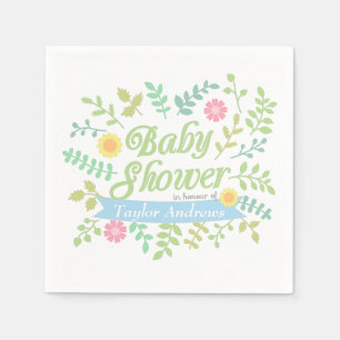 Elegant Spring laat Floral Wreated Baby shower Servetten