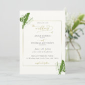 Elegant Spring Lily van de Valley Gold Wedding Kaart (Staand voorkant)