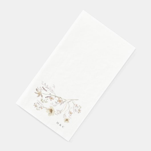 Elegant Spring Monogram Wildflower Wedding Servet (Hoek)