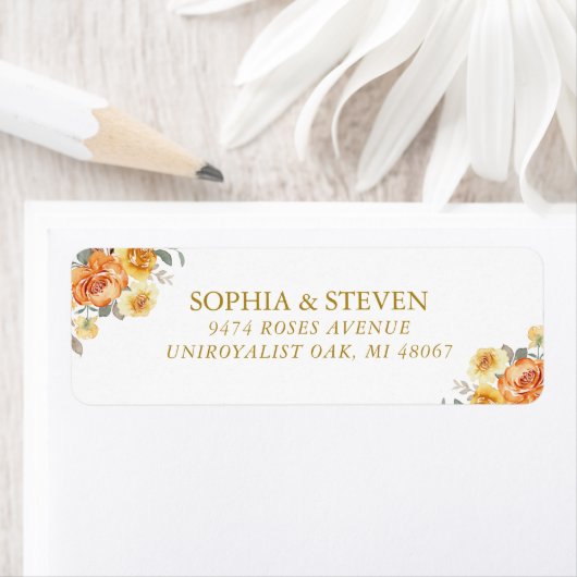 Elegant spring orange flowers with Golden tones Etiket (Insitu)