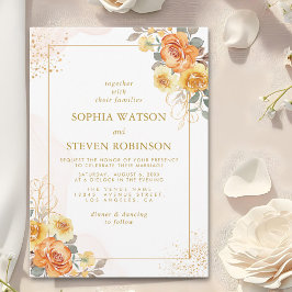 Elegant spring orange flowers with Golden tones Kaart