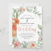 Elegant Spring Peach Floral Wedding Kaart (Voorkant)