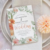 Elegant Spring Peach Floral Wedding Kaart