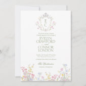 Elegant Spring Summer Wildflowers Crest Wedding Kaart (Voorkant)