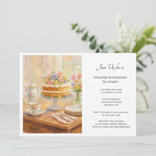 Elegant Spring Tea Party Kaart (Staand voorkant)