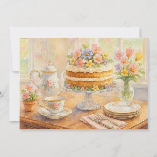Elegant Spring Tea Party  Kaart (Achterkant)