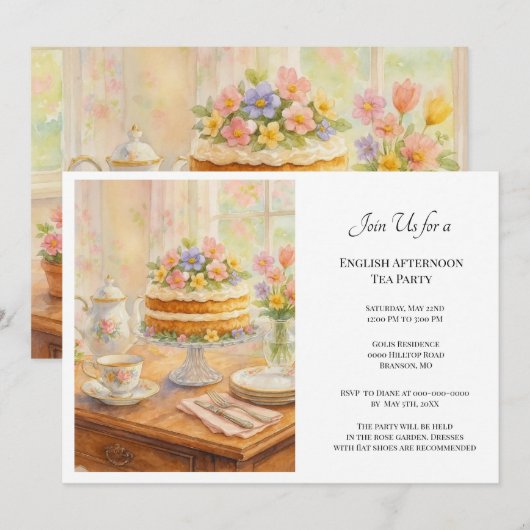 Elegant Spring Tea Party  Kaart (Voorkant / Achterkant)