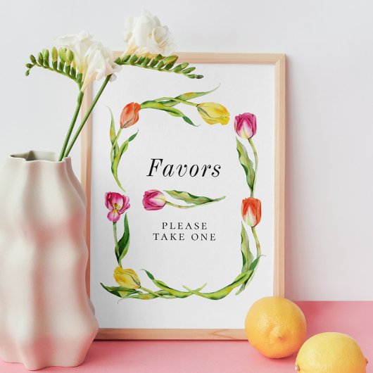 Elegant Spring Tulip Vrijgezellenfeest Favor Sign Poster