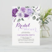 Elegant Spring Violet Floral Bridal Shower Kaart (Staand voorkant)