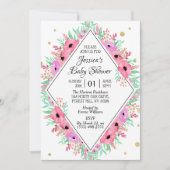 Elegant Spring Waterverf Floral Baby shower Kaart (Voorkant)