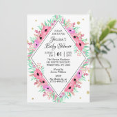 Elegant Spring Waterverf Floral Baby shower Kaart (Staand voorkant)
