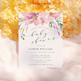 Elegant Spring Waterverf Floral Baby shower Uitnodiging Briefkaart