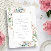 Elegant Spring Waterverf Floral Border Wedding Kaart