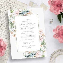 Elegant Spring Waterverf Floral Border Wedding Kaart