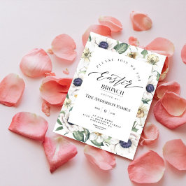 Elegant Spring Waterverf Floral Easter Brunch Inv Kaart