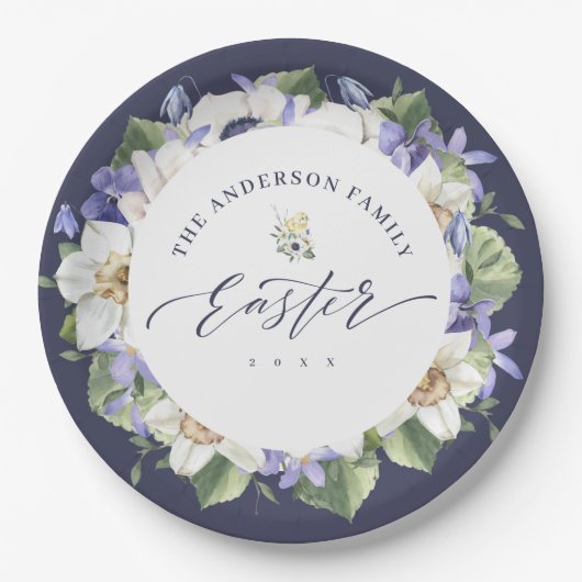 Elegant Spring Waterverf Floral-paaspapier Papieren Bordje (Voorkant)