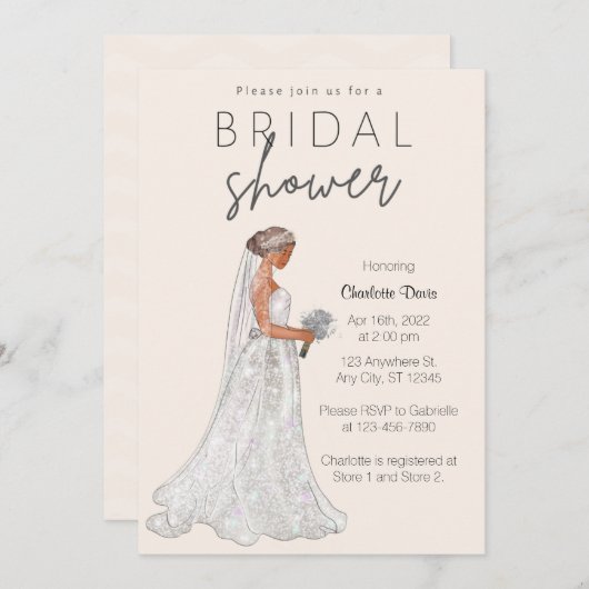 Elegant Spring Wedding Gown Vrijgezellenfeest Invi Kaart (Voorkant / Achterkant)