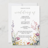 Elegant Spring Wild Flowers Wedding Invitation Kaart (Voorkant)