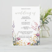 Elegant Spring Wild Flowers Wedding Invitation Kaart (Staand voorkant)