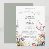 Elegant Spring Wild Flowers Wedding Invitation Kaart (Voorkant / Achterkant)