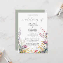 Elegant Spring Wild Flowers Wedding Invitation