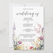 Elegant Spring Wild Flowers Wedding Invitation Kaart (Voorkant)