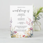 Elegant Spring Wild Flowers Wedding Invitation Kaart (Staand voorkant)