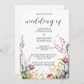 Elegant Spring Wild Flowers Wedding Invitation Kaart (Voorkant / Achterkant)