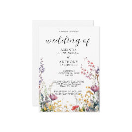 Elegant Spring Wild Flowers Wedding Invitation Kaart
