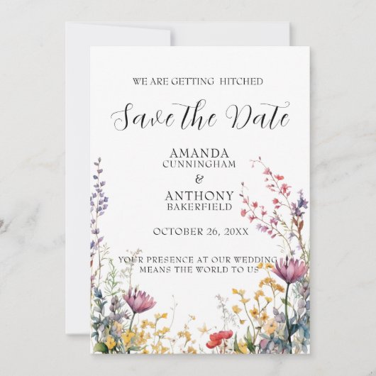 Elegant Spring Wild Flowers Wedding Save the Date (Voorkant)