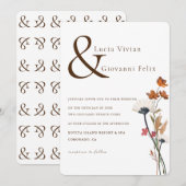 Elegant Spring Wildbloemen Letter BackG Wedding Kaart (Voorkant / Achterkant)