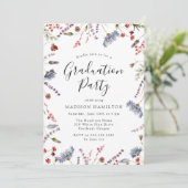 Elegant Spring Wildflower FotograduPartij Kaart (Staand voorkant)