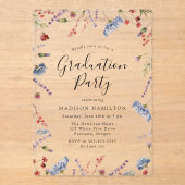 Elegant Spring Wildflower Graduparty Acryl Uitnodigingen (Voorkant)