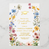 Elegant Spring Wildflower Meadow Garden Afstuderen Folie Uitnodiging (Voorkant)