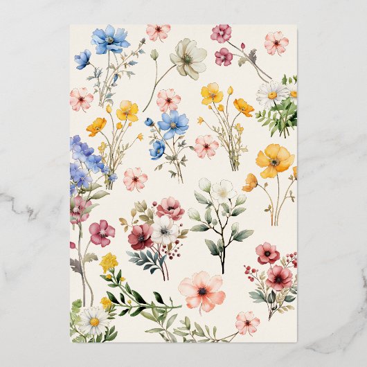 Elegant Spring Wildflower Meadow Garden Afstuderen Folie Uitnodiging (Achterkant)