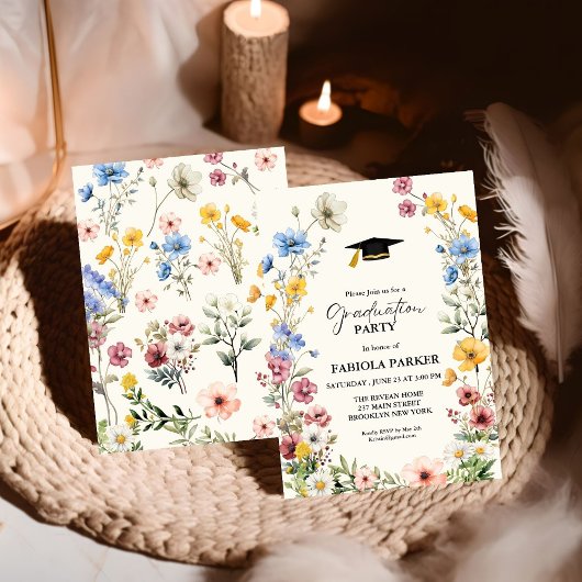 Elegant Spring Wildflower Meadow Garden Afstuderen Kaart
