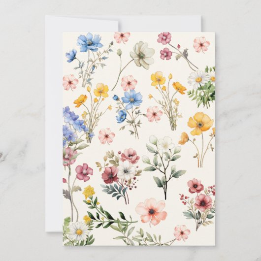 Elegant Spring Wildflower Meadow Garden Afstuderen Kaart (Achterkant)