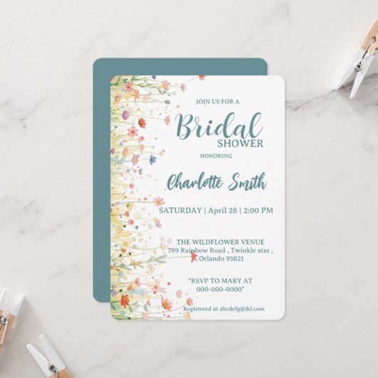 Elegant Spring Wildflower Rose Garden  Kaart (Voorkant / Achterkant in situ)