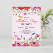 Elegant Spring Wildflower Roze Moederdag Brunch Kaart (Staand voorkant)