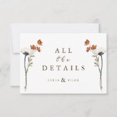 Elegant Spring Wildflower Wedding Detail Kaart (Voorkant)