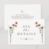 Elegant Spring Wildflower Wedding Detail Kaart (Voorkant / Achterkant)